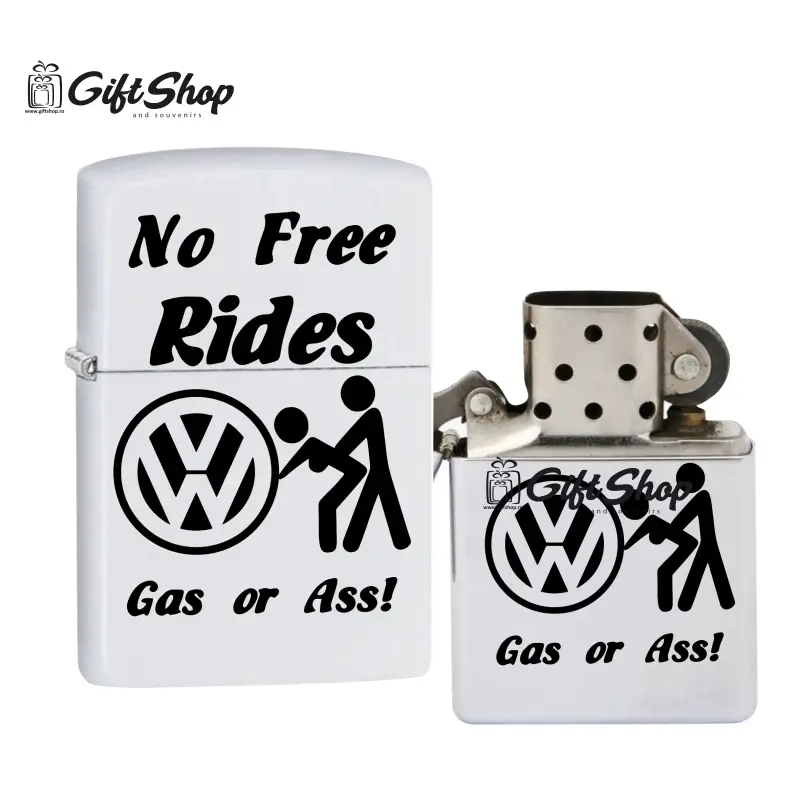 No free rides volkswagen, bricheta metalica gravata laser cu mesajv